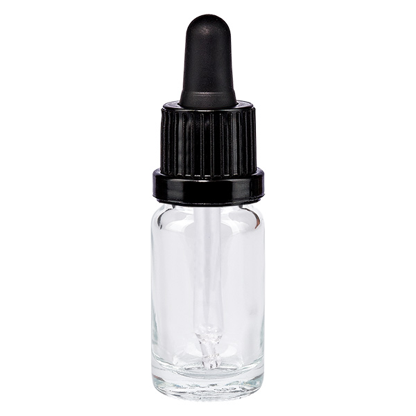Flacone per pipette da 10 ml nero OV ClearLine UT18/10 Flacone con pipetta da 10 ml in vetro trasparente con tappo contagocce nero ClearLine UT18/10