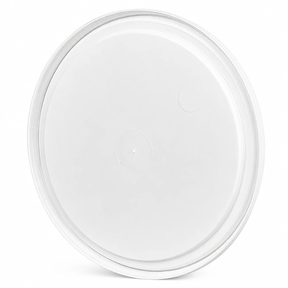 Coperchio bianco per secchio in plastica PP da 1 litro Coperchio in plastica bianca (PP) per secchi da 1 litro, di forma rotonda, adatto al contatto con gli alimenti