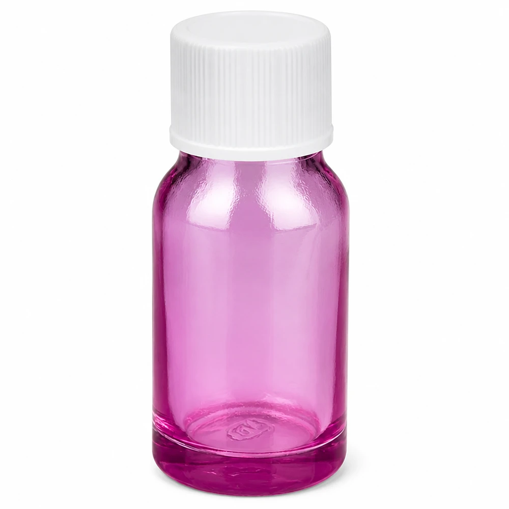 Bottiglia da 10 ml con tappo a vite da 11 mm bianco standard PurpleLine UT18/10 Flacone compatto in vetro da 10 ml, perfetto per porzioni di oli e sieri da viaggio