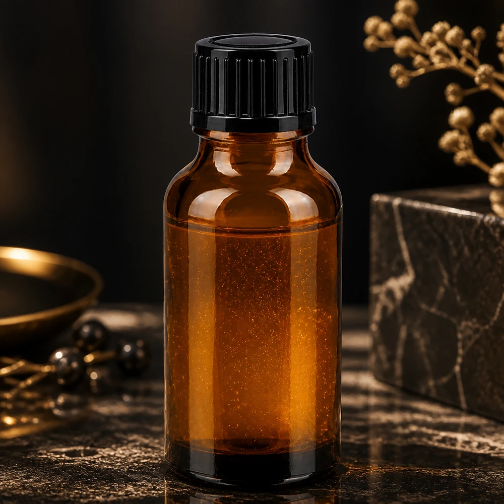 Flacone contagocce da 20 ml color ambra in vetro da farmacia con tappo di sicurezza nero a prova di bambino