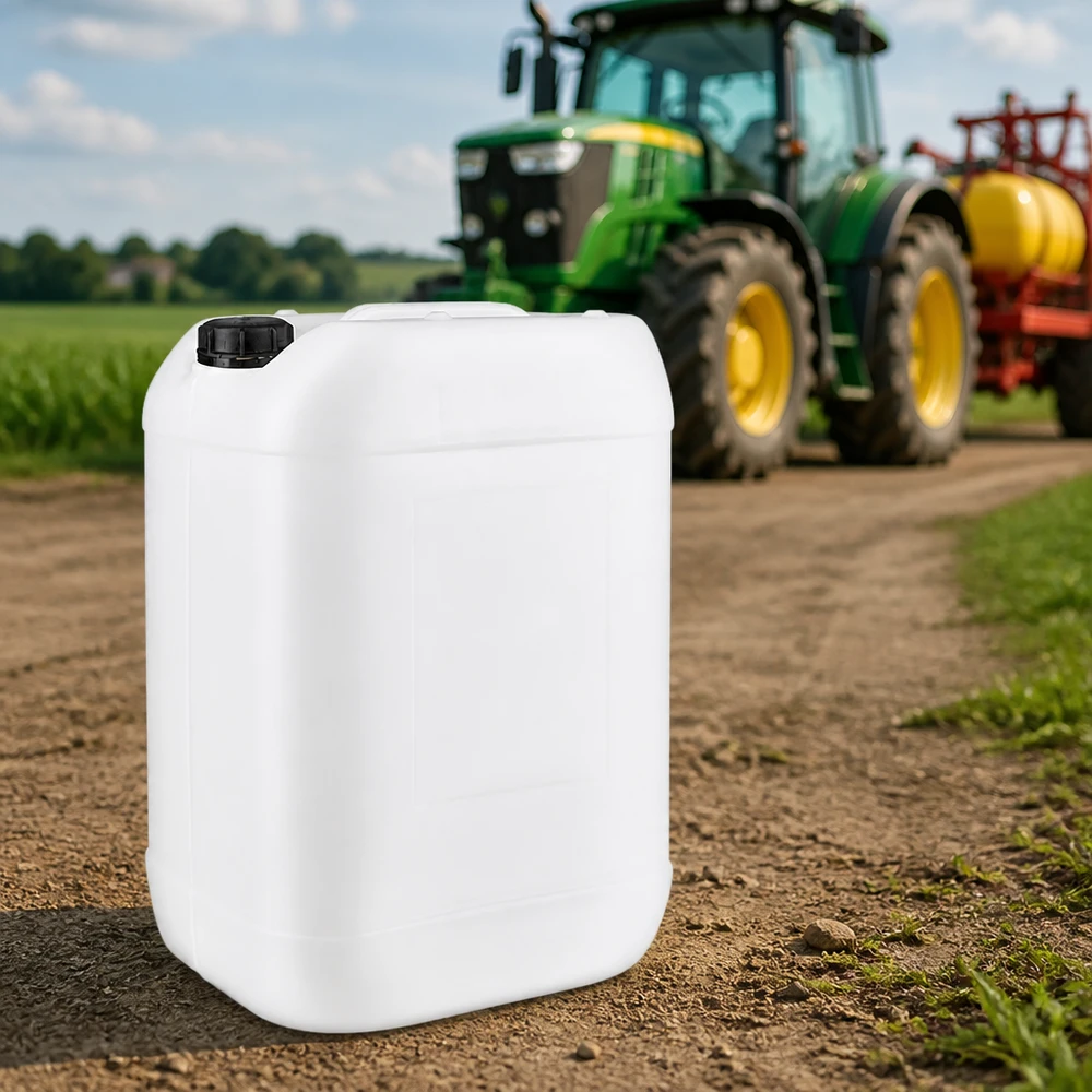 Contenitore Agrarkanister da 25 litri, bianco, con tappo a vite, per prodotti fitosanitari da utilizzare in campo