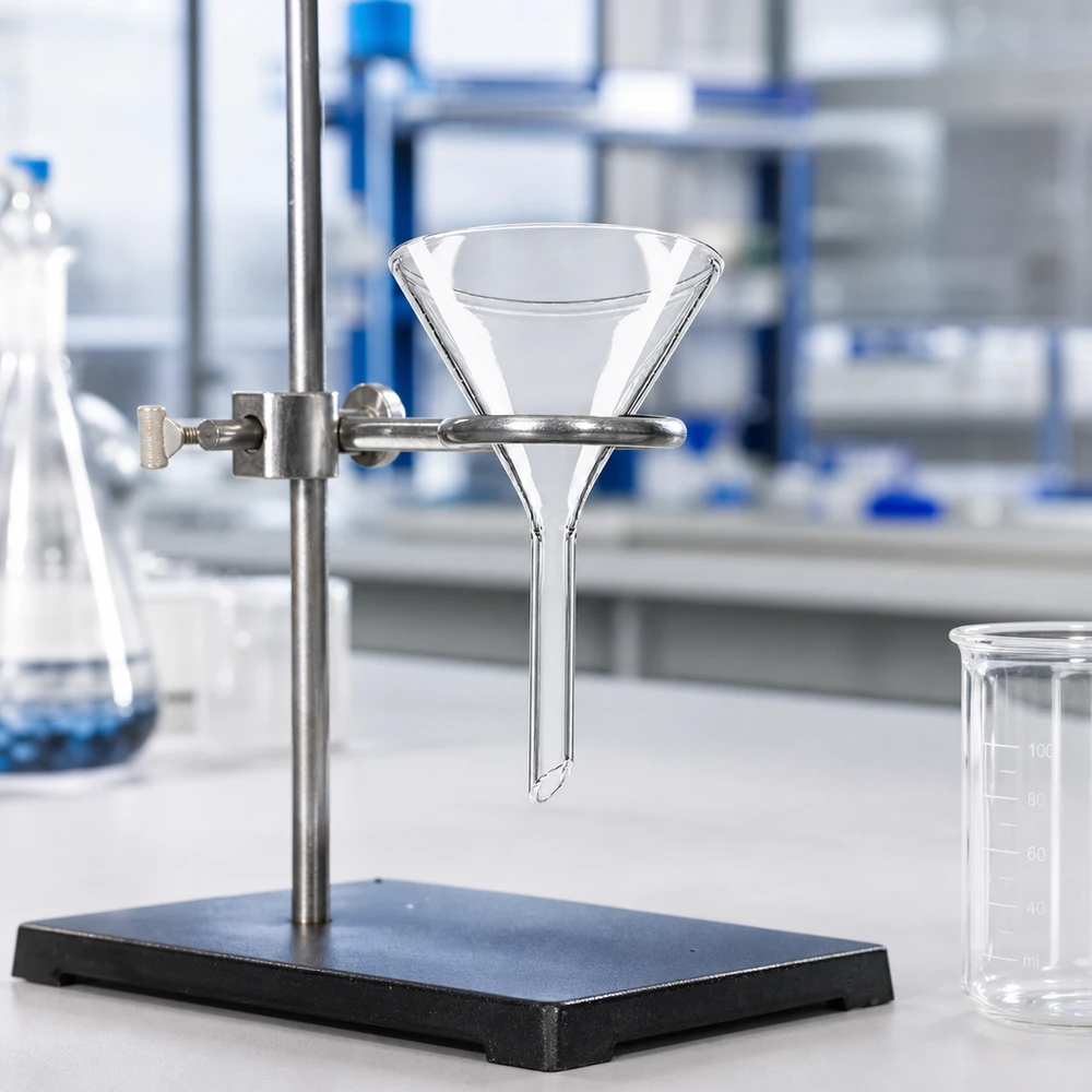 Imbuto Ø 55mm in borosilicato angolo 60 corto Imbuto in borosilicato resistente al calore, diametro 55 mm, per applicazioni termiche in laboratorio
