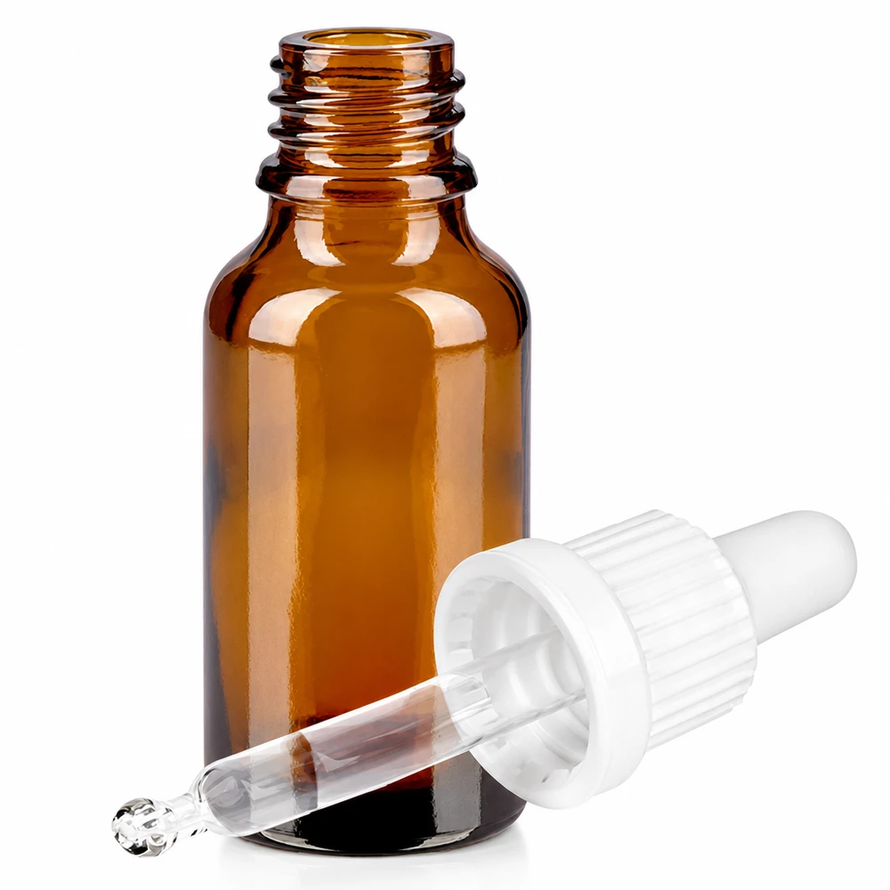 Flacone per pipette da 20 ml bianco OV BrownLine UT18/20 Bottiglia per pipette di alta qualità da 20 ml in vetro ambrato con pipetta graduata per un dosaggio preciso