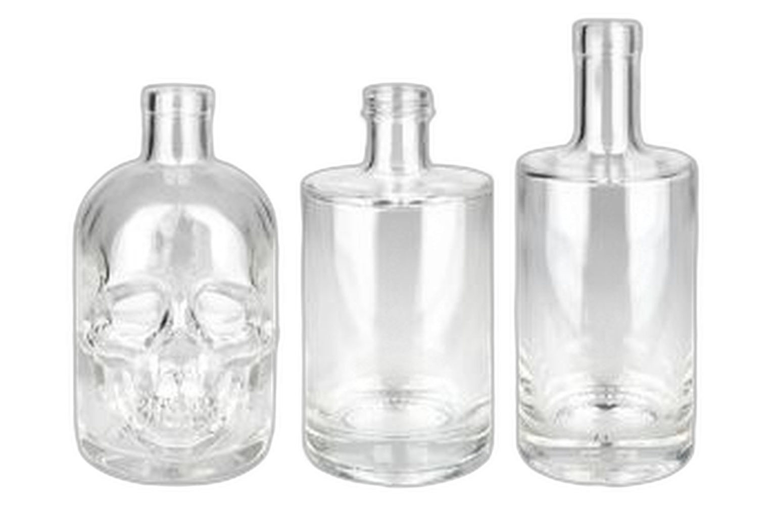 Bouteilles en verre sans bouchon