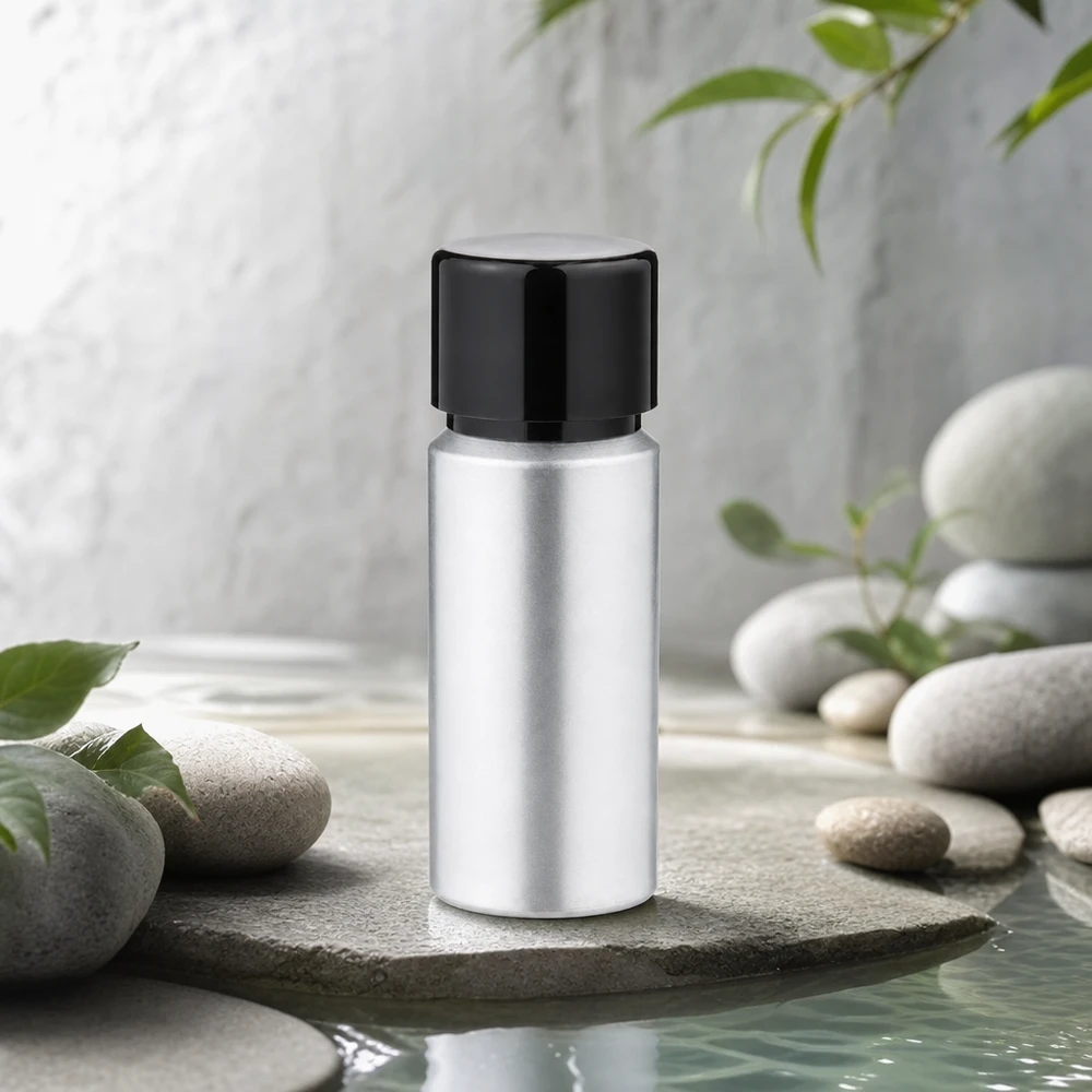 Bottiglia in alluminio decapato da 20ml con tappo a vite Pratico flacone in alluminio da 20 ml con finitura opaca - leggero e robusto per l'uso quotidiano