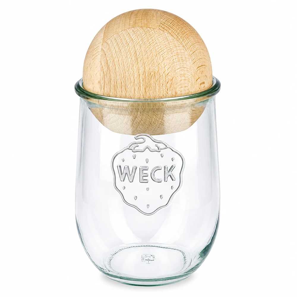 WECK vaso a tulipano 1062ml RR100 con coperchio in legno di faggio Vaso per conserve in vetro riciclato