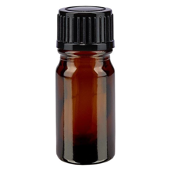 Flacone contagocce marrone da 5ml STD nero/1mm ApoGlas Flacone contagocce marrone da 5ml STD nero/1mm ApoGlas