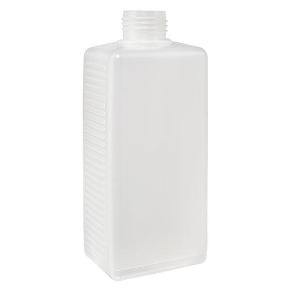 Bottiglia quadrata da 500 ml HDPE naturale, senza tappo
