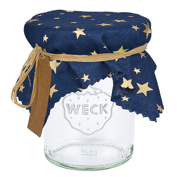 Centrino di stoffa per gioielli blu "stelle" 15cm quadrato