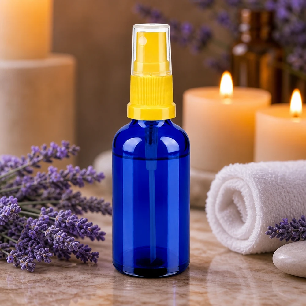 Flacone spray da 50 ml giallo/trasparente STD BlueLine UT18/50 Flacone a pompa professionale da 50 ml con nebulizzazione fine per una distribuzione uniforme dei liquidi