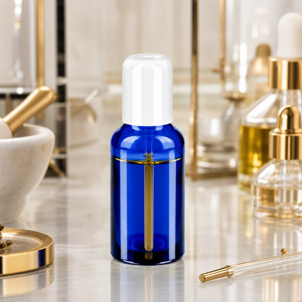 Flacone roll-on da 30 ml bianco STD BlueLine UT18/30 Flacone roll-on premium da 30 ml in vetro protetto dalla luce per una qualità del prodotto di lunga durata
