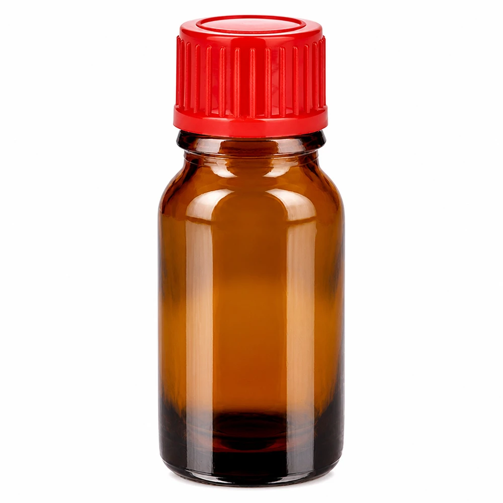 Bottiglia da 10ml 11mm SV rosso STD BrownLine UT18/10 Flacone compatto da 10 ml in vetro BrownLine con tappo rosso per laboratorio e uso farmaceutico