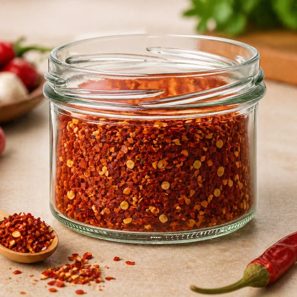 UNiTWIST Sturz225 - Capacità 225ml TO82 Bicchieri UNiTWIST da 225 ml riempiti con miscela di spezie al peperoncino, barattolo di vetro per spezie e forniture da cucina