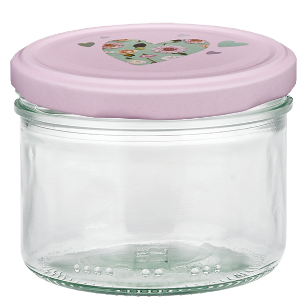 Barattolo cilindrico da 230 ml + coperchio BasicSeal rosa cuore