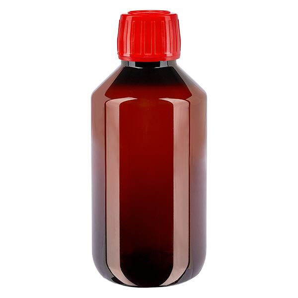 Bottiglia in PET da 200 ml con tappo rosso OV