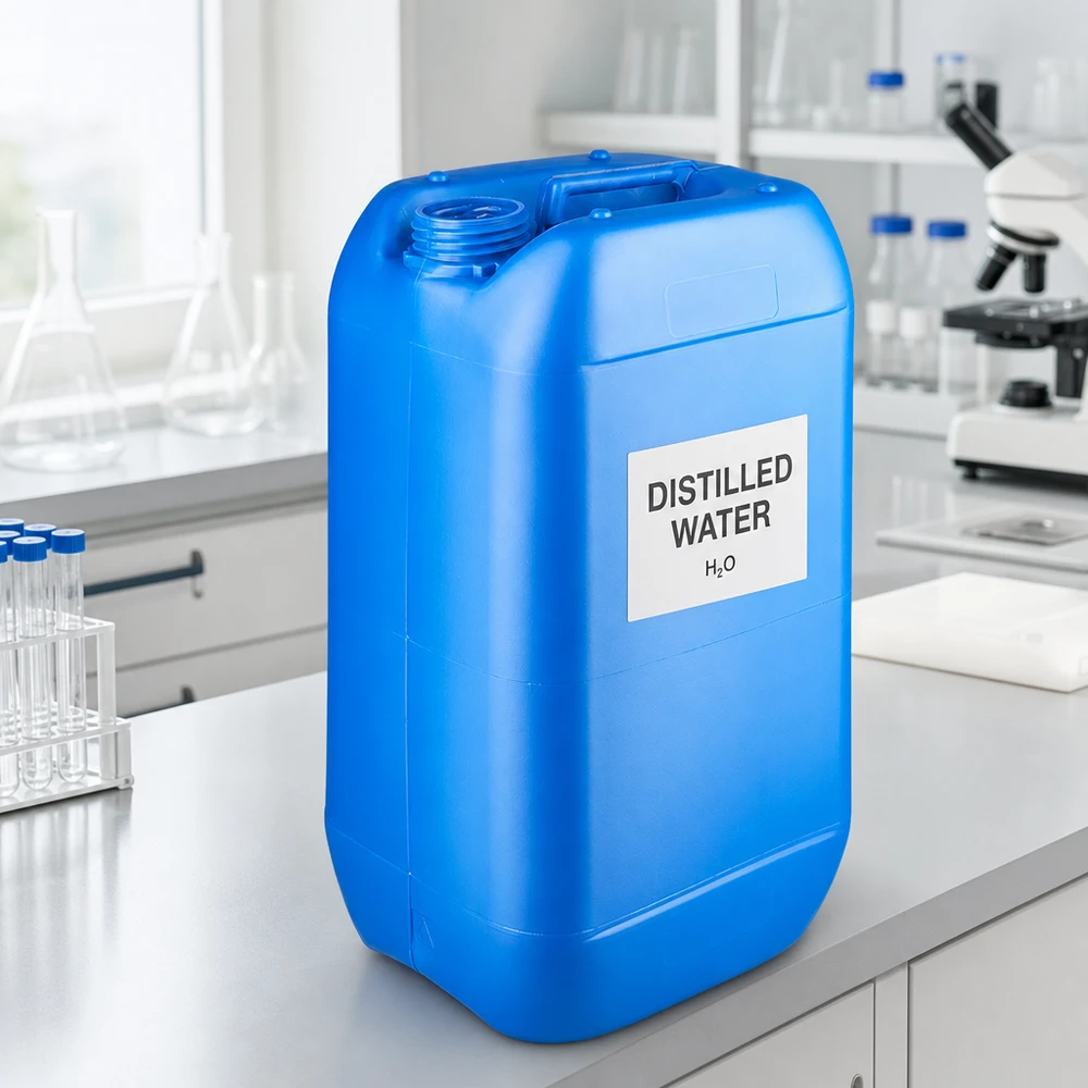 Tanica 15 litri blu senza tappo Robusto contenitore da 15 litri di colore blu, senza tappo a vite, per laboratorio e industria