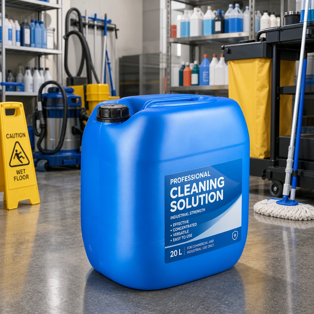 Tanica 30 litri blu con tappo a vite OV Tanica blu da 30 litri con tappo a vite OV nel magazzino dei detergenti professionali