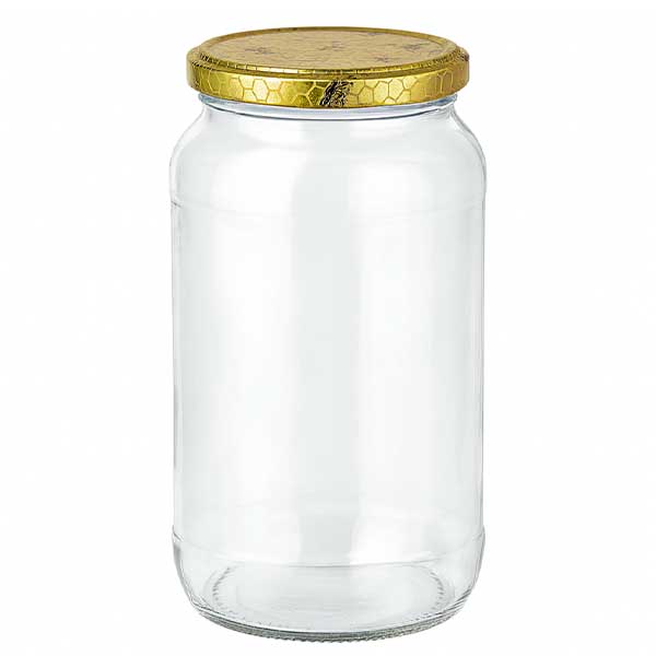 Barattolo rotondo da 1062 ml + coperchio BasicSeal a nido d'ape UN...