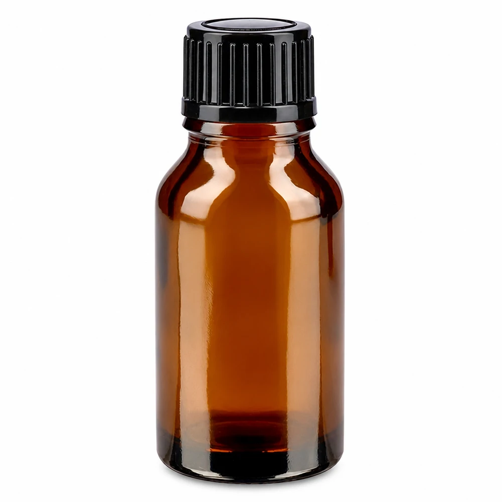 Bottiglia per farmacia marrone 15ml tappo a vite nero pc Flacone da farmacia marrone da 15 ml con tappo a vite nero, realizzato in vetro marrone di alta qualità