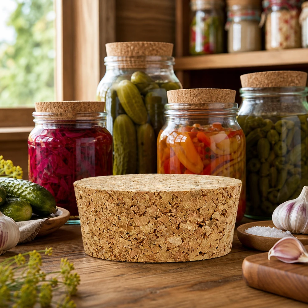 Sughero per apertura 40mm WECK RR40 (ø38/43, H=20mm) Tappo in sughero RR40 per barattoli WECK con sottaceti fermentati crauti in cucina rustica tappo in sughero naturale 40 mm