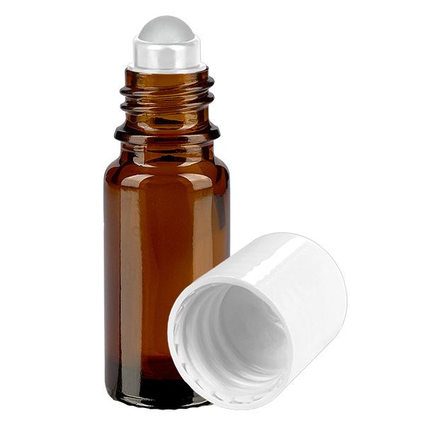 Flacone roll-on marrone da 10ml STD bianco ApoGlas