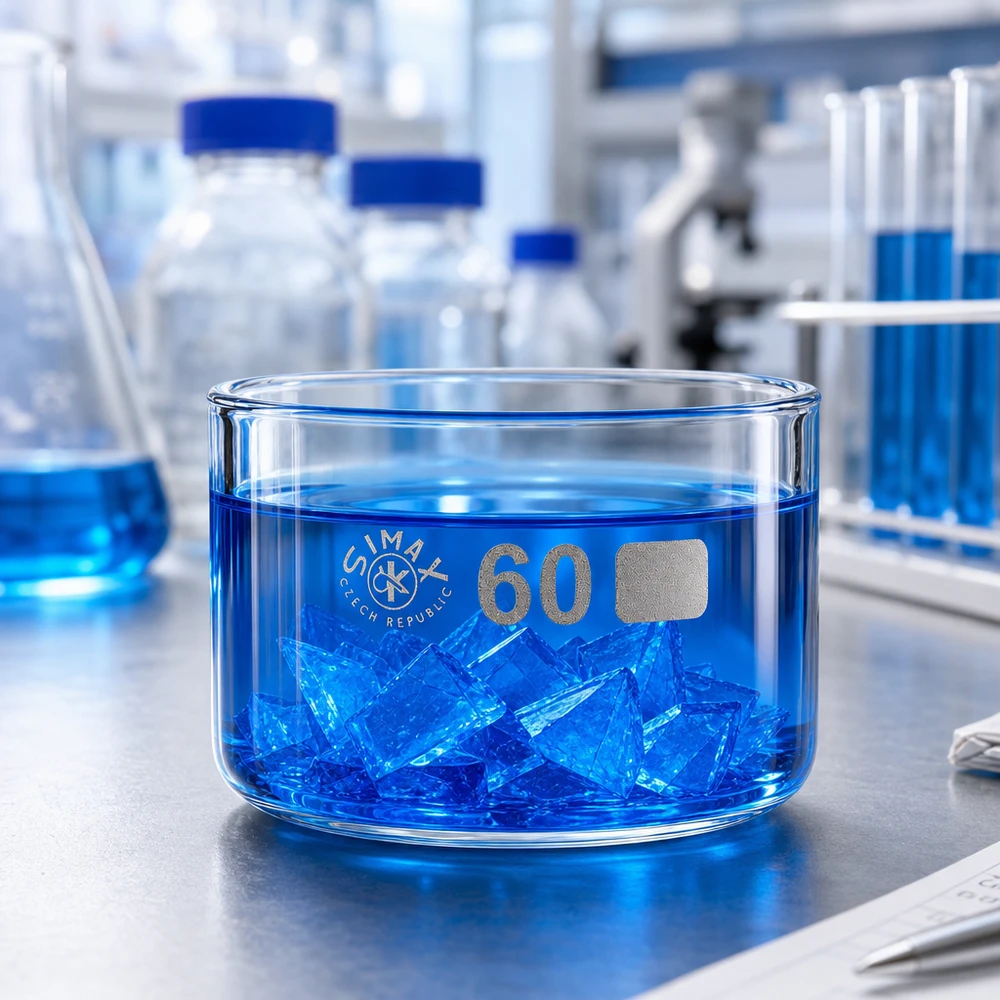Bicchiere per cristallizzazione da 60 ml senza beccuccio Bo.. ø60mm Ciotola piatta in vetro borosilicato da 60 ml per la cristallizzazione chimica in laboratorio, ø 60 mm