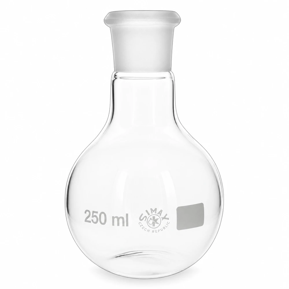 Pallone da distillazione da 250 ml in vetro borosilicato trasparente con giunto smerigliato standardizzato