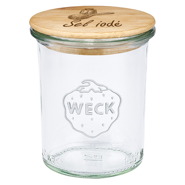 Coprivaso in legno "Sel iodé" con verrina WECK 160ml Coprivaso in legno "Sel iodé" con verrina WECK 160ml