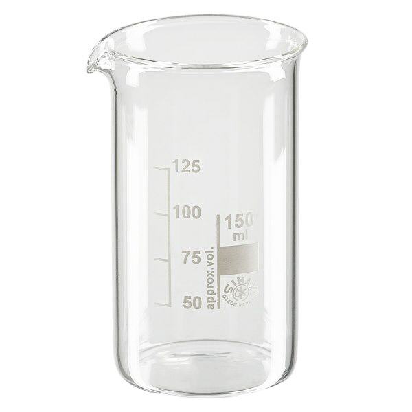 Bicchiere in vetro borosilicato da 150 ml, forma alta Bicchiere in vetro borosilicato da 150 ml, forma alta