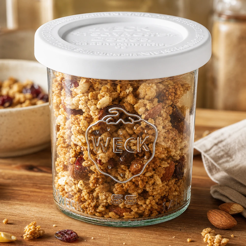 WECK 140ml RR60 barattolo per la conservazione di muesli e noci - versatile barattolo per la conservazione di alimenti secchi