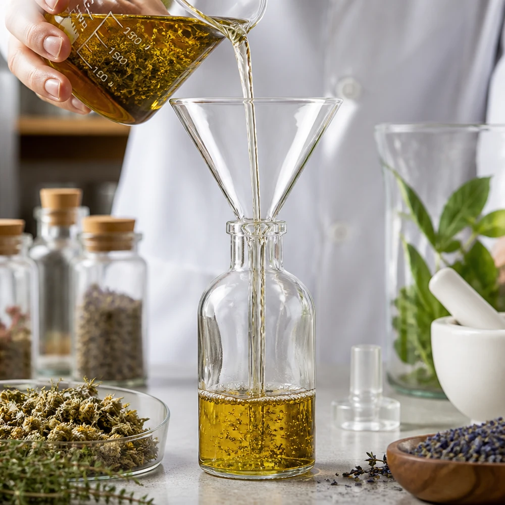 Imbuto Ø 100mm in borosilicato angolo 60 corto Imbuto di precisione da laboratorio 100 mm in vetro borosilicato resistente alle temperature per un dosaggio preciso