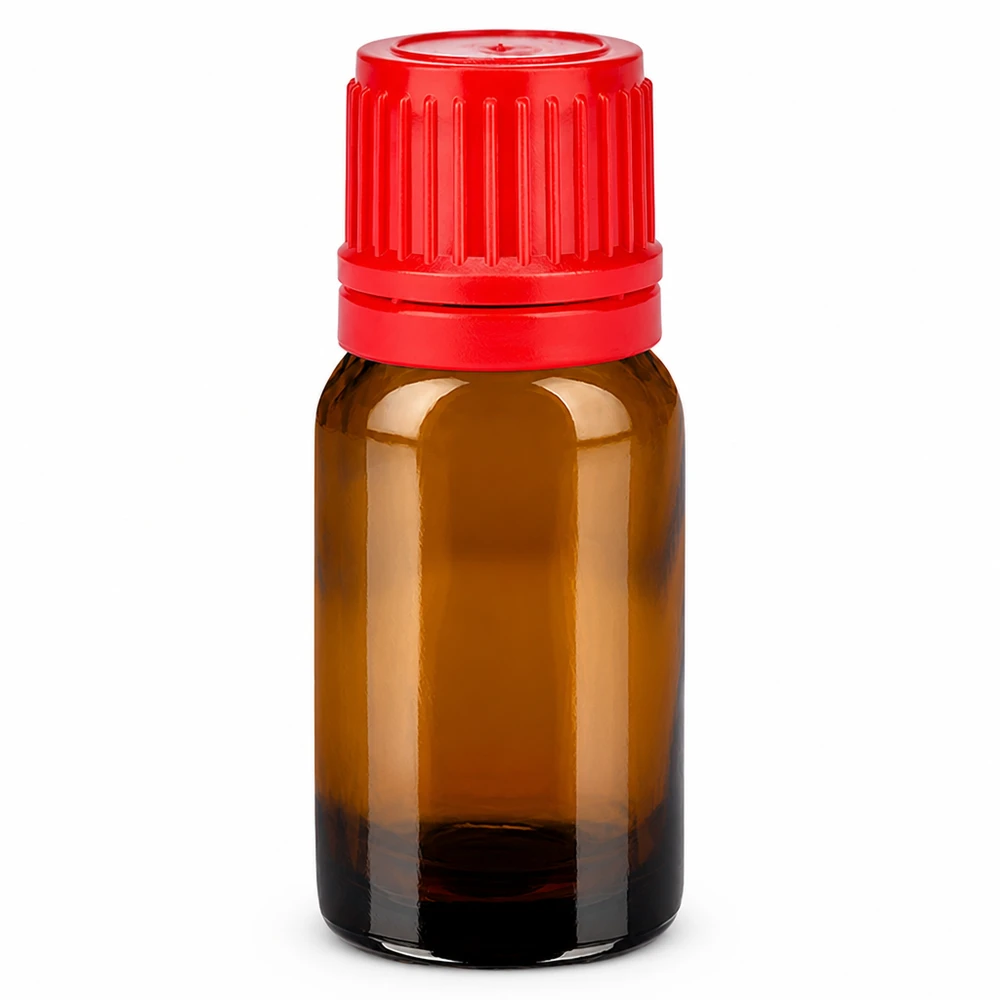 Bottiglia da 10ml 11mm SV rosso OV BrownLine UT18/10 Flacone da farmacia 10ml marrone con coperchio rosso per gocce tinture ed estratti