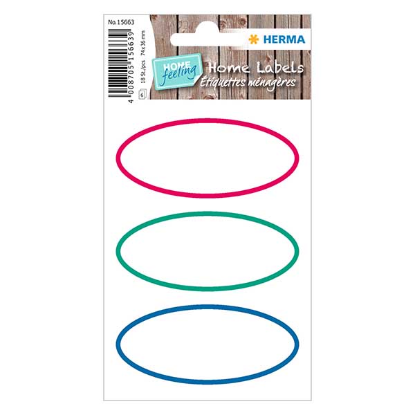 Etichette universali tricolori (18 adesivi) 76x34 mm