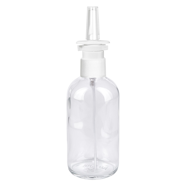 Flacone spray nasale da 100 ml c/tr. STD ClearLine UT18/100 Flacone spray nasale trasparente ClearLine da 100 ml con erogatore bianco e beccuccio nasale