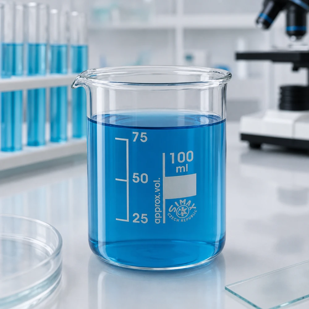 Bicchiere da laboratorio 100ml a basso stampo in vetro borosilicato resistente al calore per misure precise