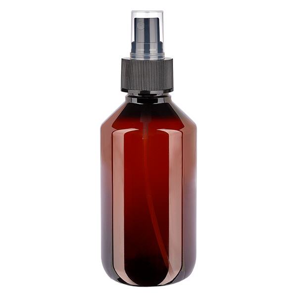 Bottiglia in PET da 200 ml con nebulizzatore nero