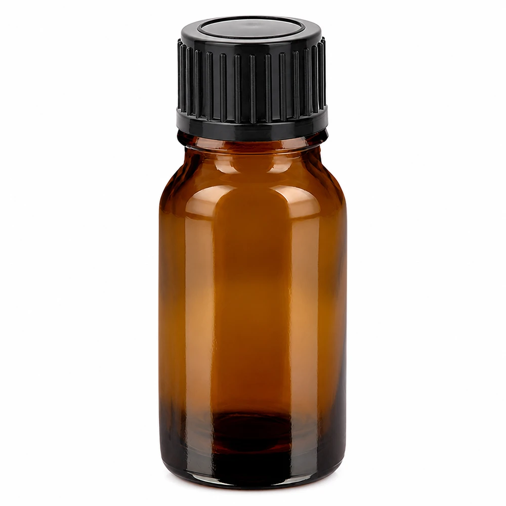 Bottiglia da 10ml 11mm SV nero STD BrownLine UT18/10 Flacone in vetro ambrato da 10 ml con tappo a vite nero per oli essenziali e cosmetici