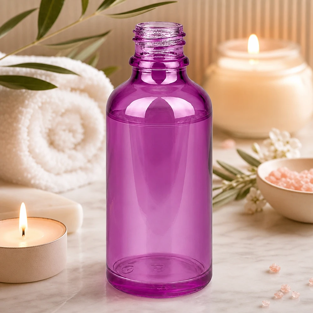 Bottiglia da farmacia da 50 ml PurpleLine UT18/50 UNiTWIST Flacone da farmacia ergonomico PurpleLine da 50 ml con design viola alla moda per cosmetici naturali