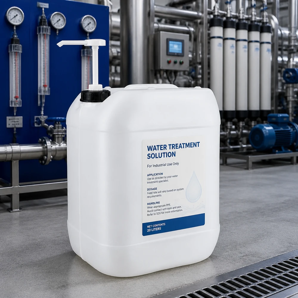 Tanica da 20 litri con pompa dosatrice Tanica bianca da 20 litri con pompa dosatrice per il trattamento industriale dell'acqua negli impianti