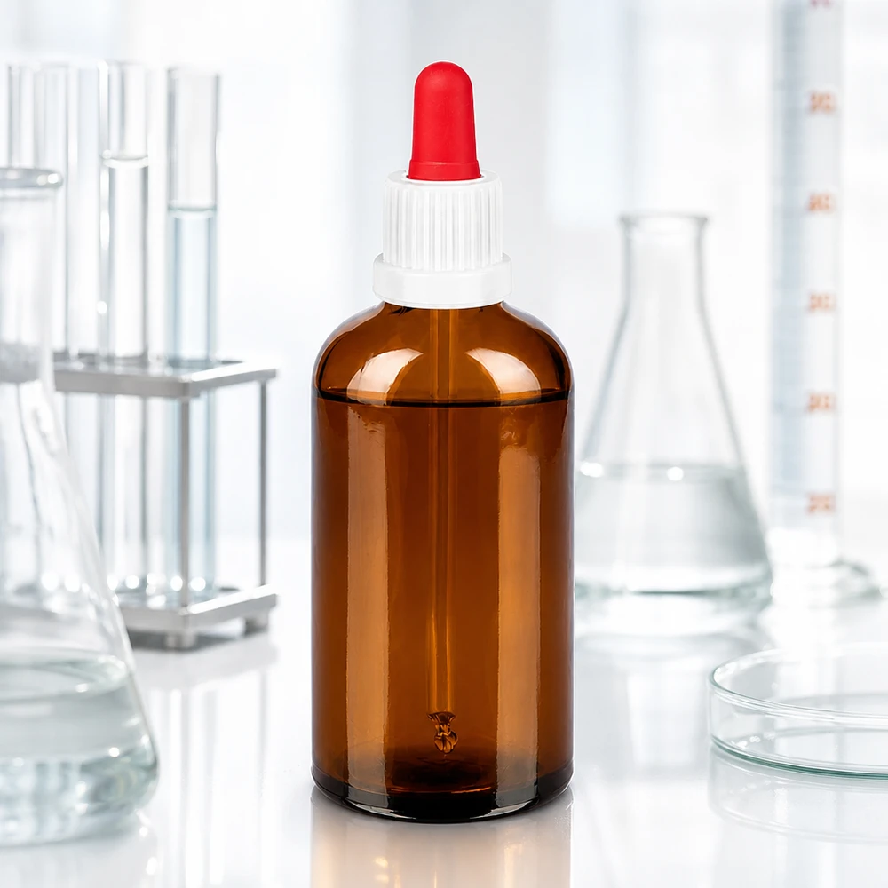 Bottiglia per pipette da 100 ml bianco/rosso OV BrownLine UT18/100 Flacone a pipetta compatto da 100 ml con design ergonomico per una porzionatura precisa