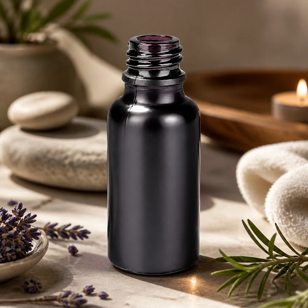 Flacone da 20 ml per farmacia BlackLine UT18/20 UNiTWIST Flacone in vetro nero da 20 ml con filettatura UNiTWIST UT18/20 per applicazioni di laboratorio e farmaceutiche