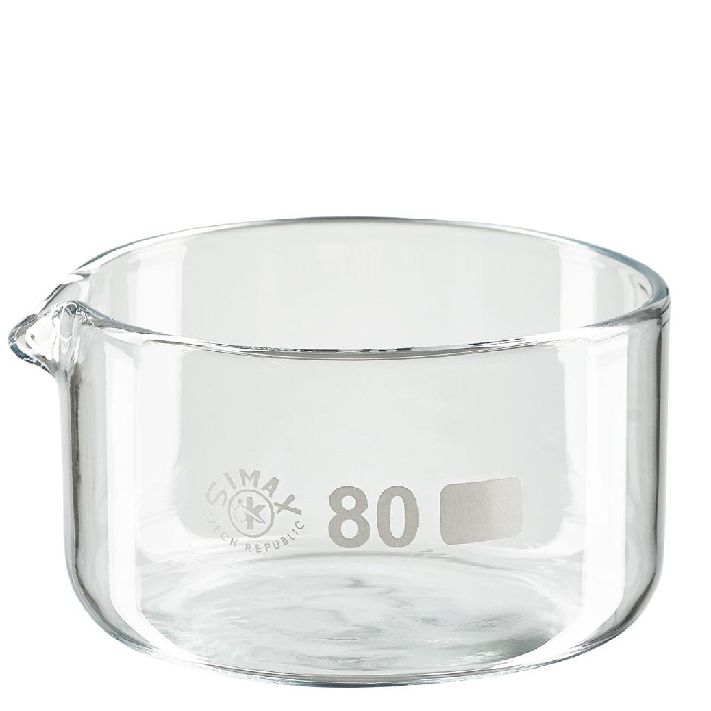 Piatto per cristallizzazione da 150ml con beccuccio Bo.. ø80mm Piatto per cristallizzazione da 150ml con beccuccio Bo.. ø80mm