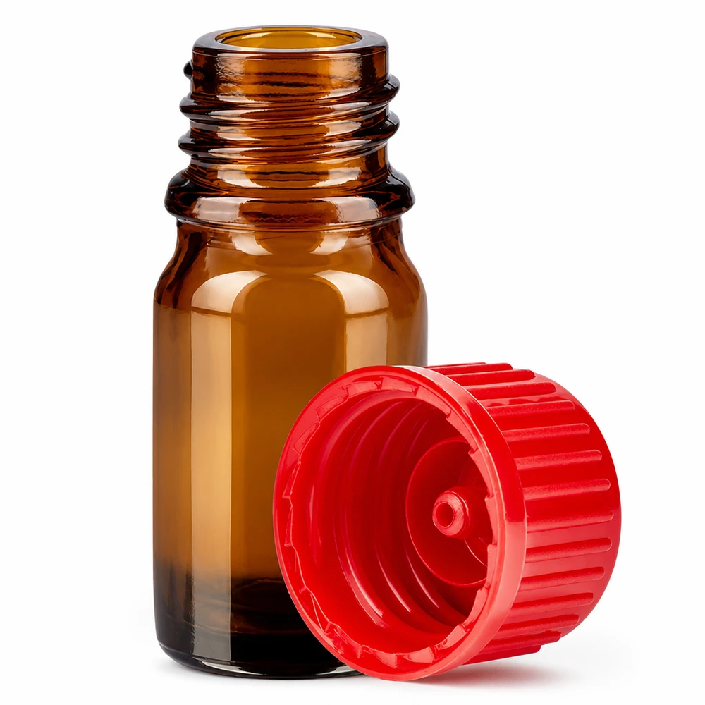 Bottiglia da 5ml 11mm SV rosso STD BrownLine UT18/5 Flacone in vetro ambrato da 5 ml con tappo rosso per un dosaggio preciso dei liquidi