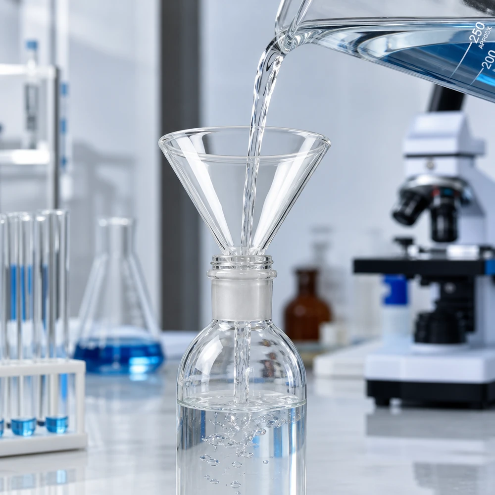 Imbuto Ø 75mm borosilicato angolo 60 stile corto Imbuto in vetro trasparente 75 mm manico corto in borosilicato di alta qualità per un lavoro pulito