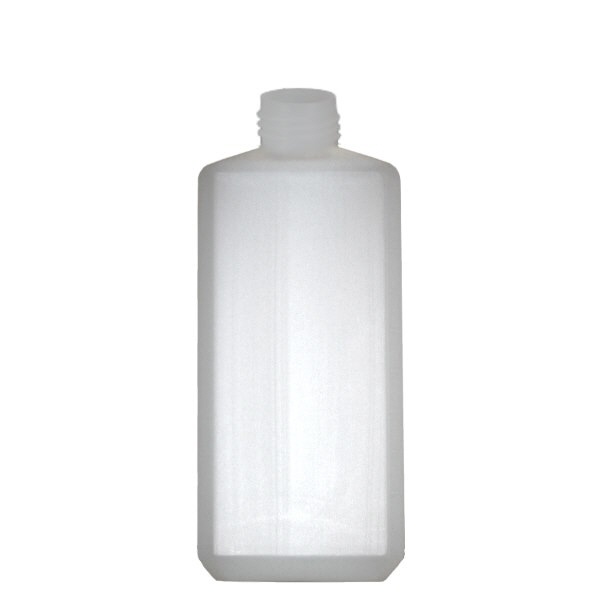 Bottiglia quadrata da 500 ml HDPE naturale, senza tappo