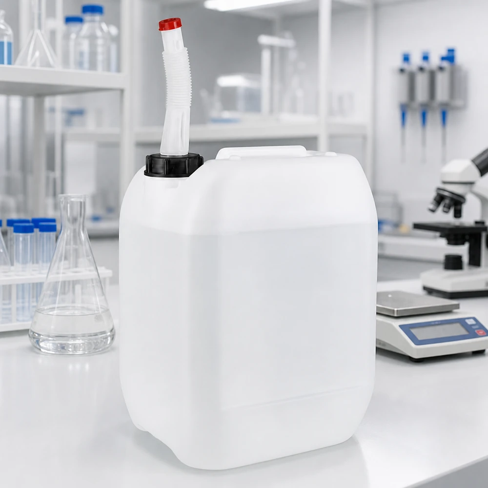 Tanica da 10 litri con tubo di uscita flessibile Tanica da laboratorio da 10 litri con tubo di scarico flessibile per uso professionale in laboratorio