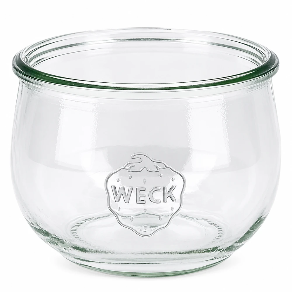 Vasetto WECK a tulipano da 580 ml RR100 Vasetto per conserve in vetro trasparente con logo WECK e curva a tulipano