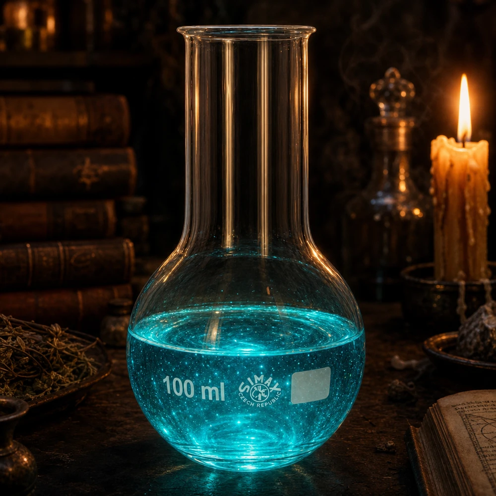 Pallone in borosilicato da 100 ml con proprietà termoresistenti per il riscaldamento degli esperimenti