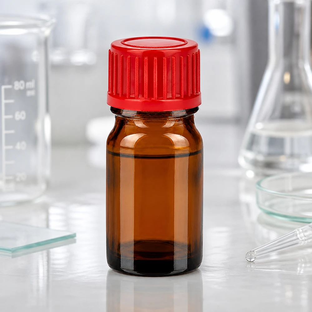 Bottiglia da 5ml 11mm SV rosso STD BrownLine UT18/5 Flacone da laboratorio da 5 ml in vetro ambrato a protezione UV con tappo rosso stretto per sostanze chimiche