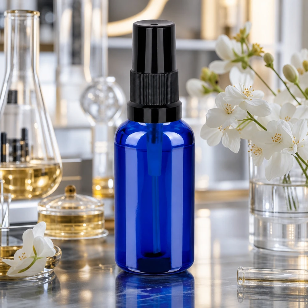 Flacone spray 30ml nero STD BlueLine UT18/30 Flacone in vetro blu da 30 ml con testina di spruzzatura precisa per l'applicazione dosata di liquidi
